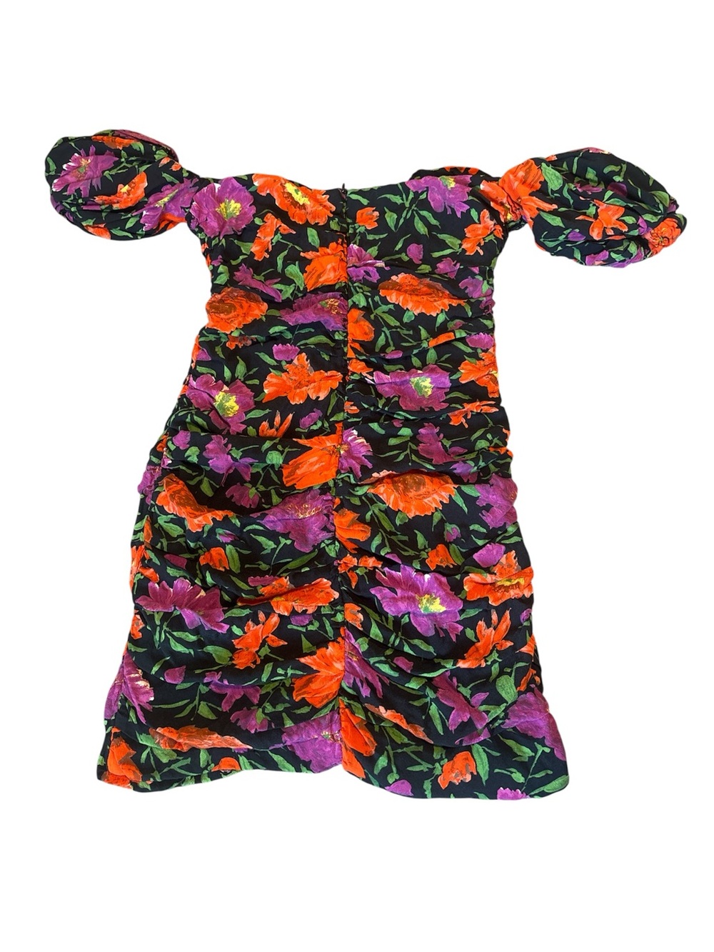 ZARA‎ OFF THE SHOULDER PUFF SHOULDER MINI FLORAL DRESS Sz M